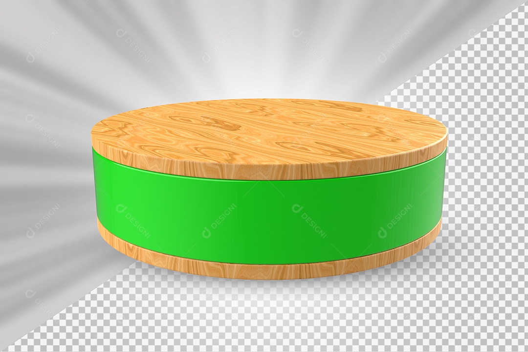 Elemento 3D Podium de Madeira Para Composição PSD
