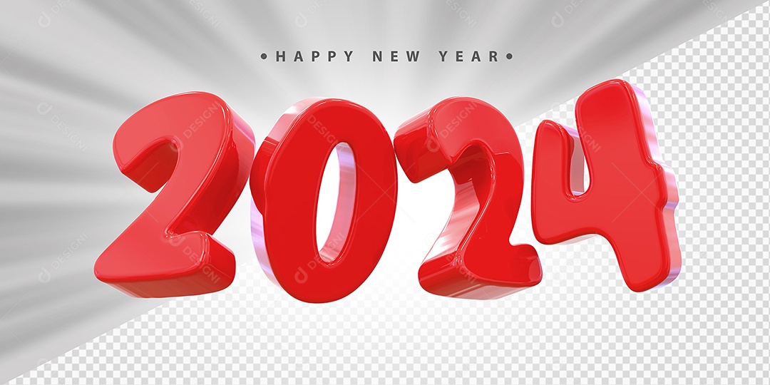 Feliz Ano Novo 2024 Vermelho Social Media PSD Editável