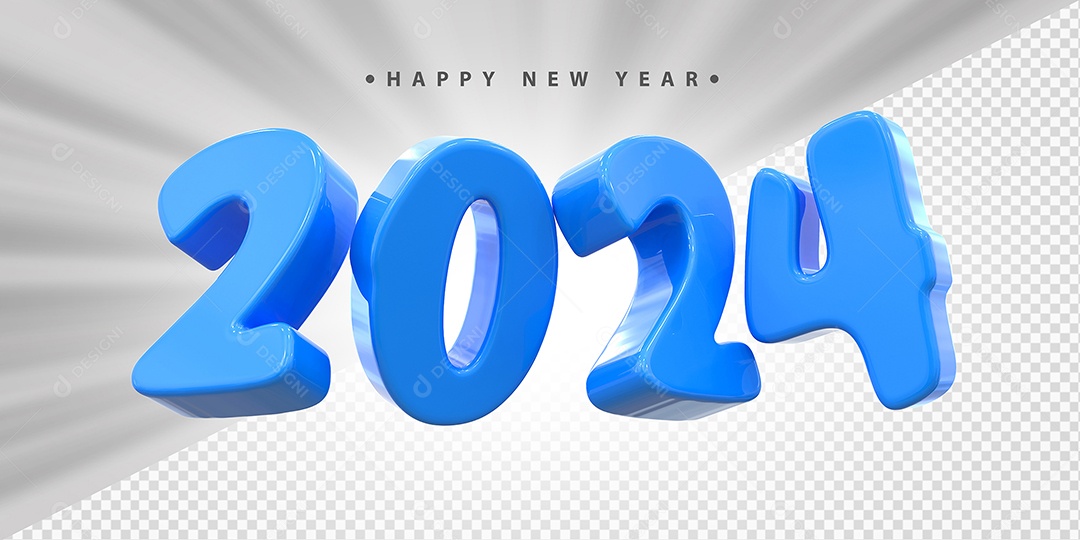 Feliz Ano Novo 2024 Azul Social Media PSD Editável