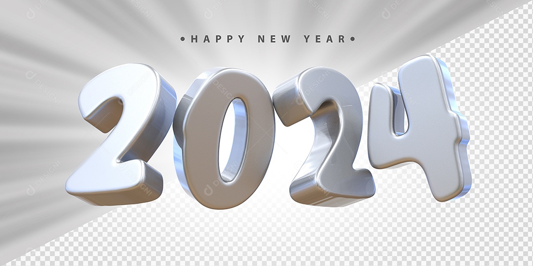 Feliz Ano Novo 2024 Branco Social Media PSD Editável