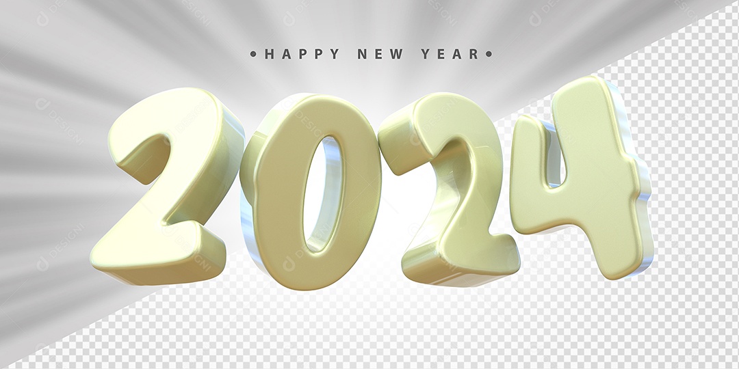 Feliz Ano Novo 2024 Branco Social Media PSD Editável