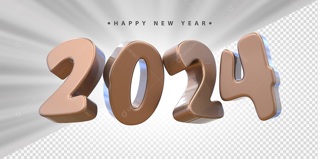 Feliz Ano Novo 2024 Marrom Social Media PSD Editável