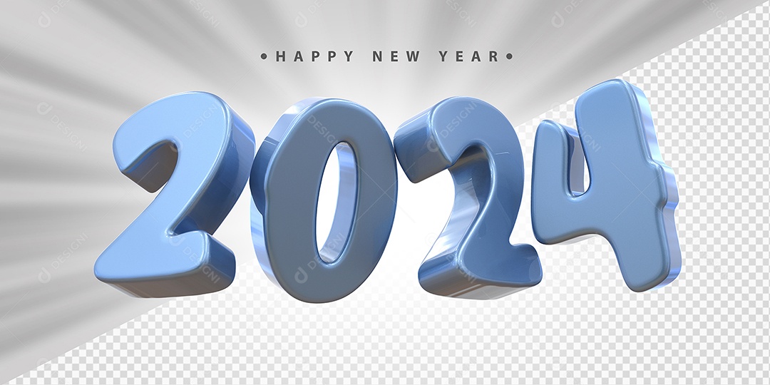 Feliz Ano Novo 2024 Azul Social Media PSD Editável