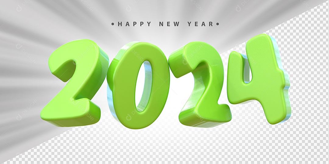 Feliz Ano Novo 2024 Verde Social Media PSD Editável