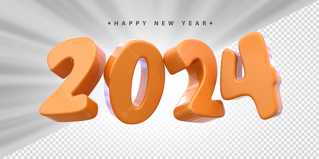 Feliz Ano Novo 2024 Laranjado Social Media PSD Editável