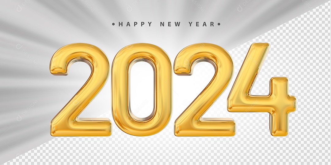 Feliz Ano Novo 2024 Amarelo Social Media PSD Editável