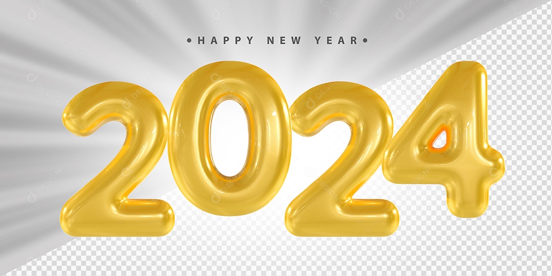 Feliz Ano Novo 2024 Amarelo Social Media PSD Editável