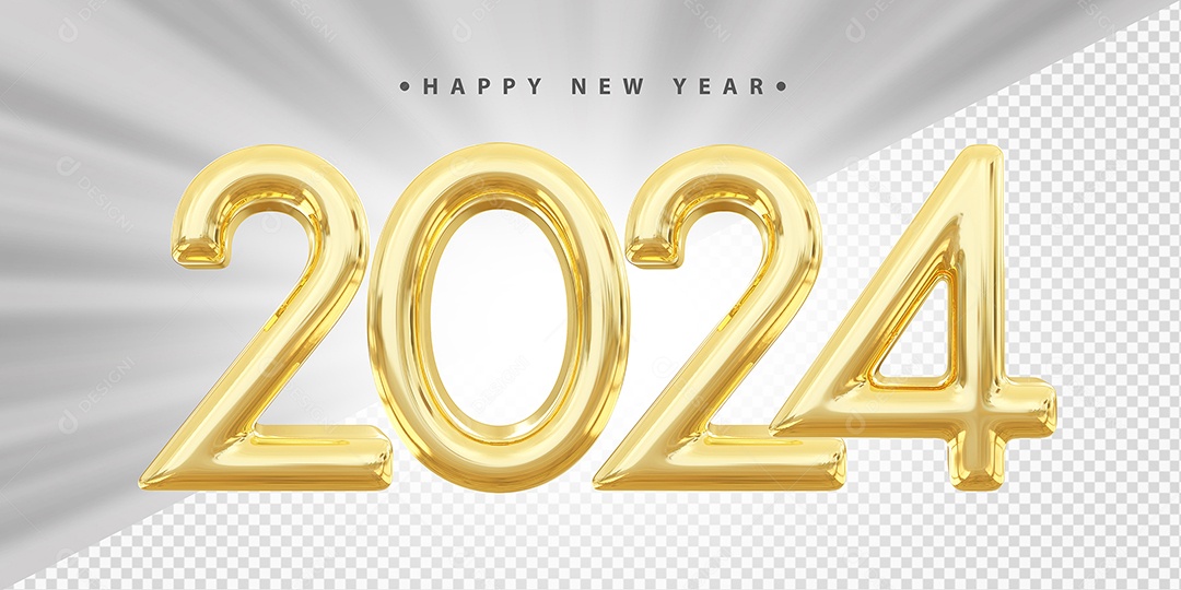 Feliz Ano Novo 2024 Amarelo Social Media PSD Editáve