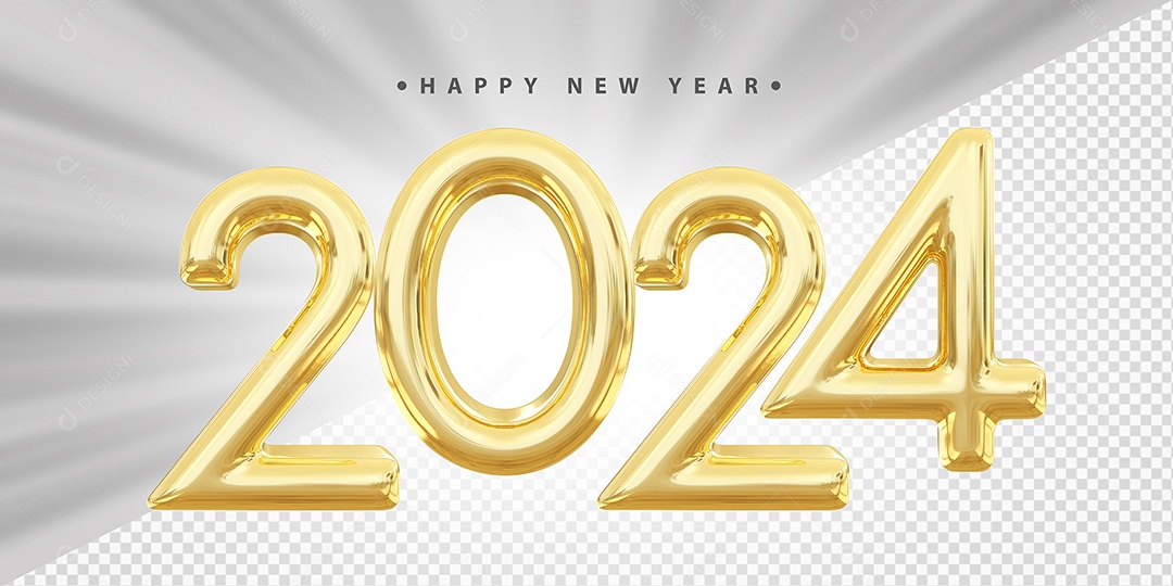 Feliz Ano Novo 2024 Amarelo Social Media PSD Editável