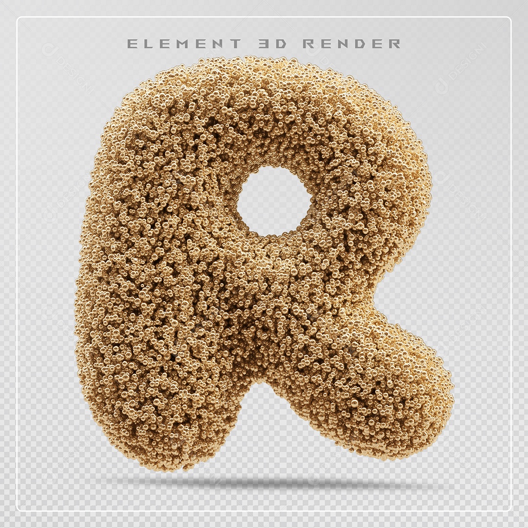 Elemento 3D Letra R Marrom Para Composição PSD
