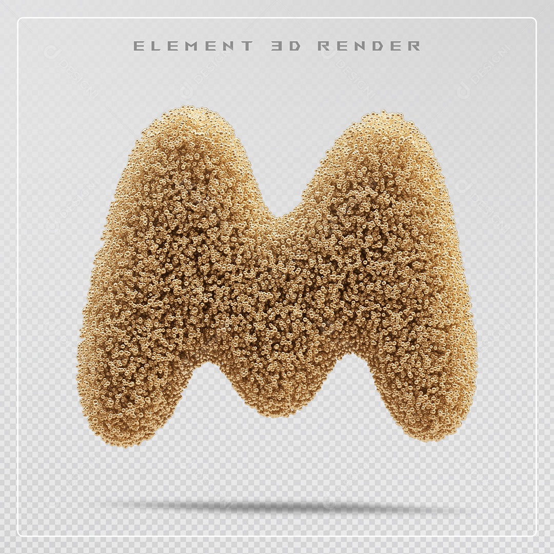 Elemento 3D Letra M Marrom Para Composição PSD