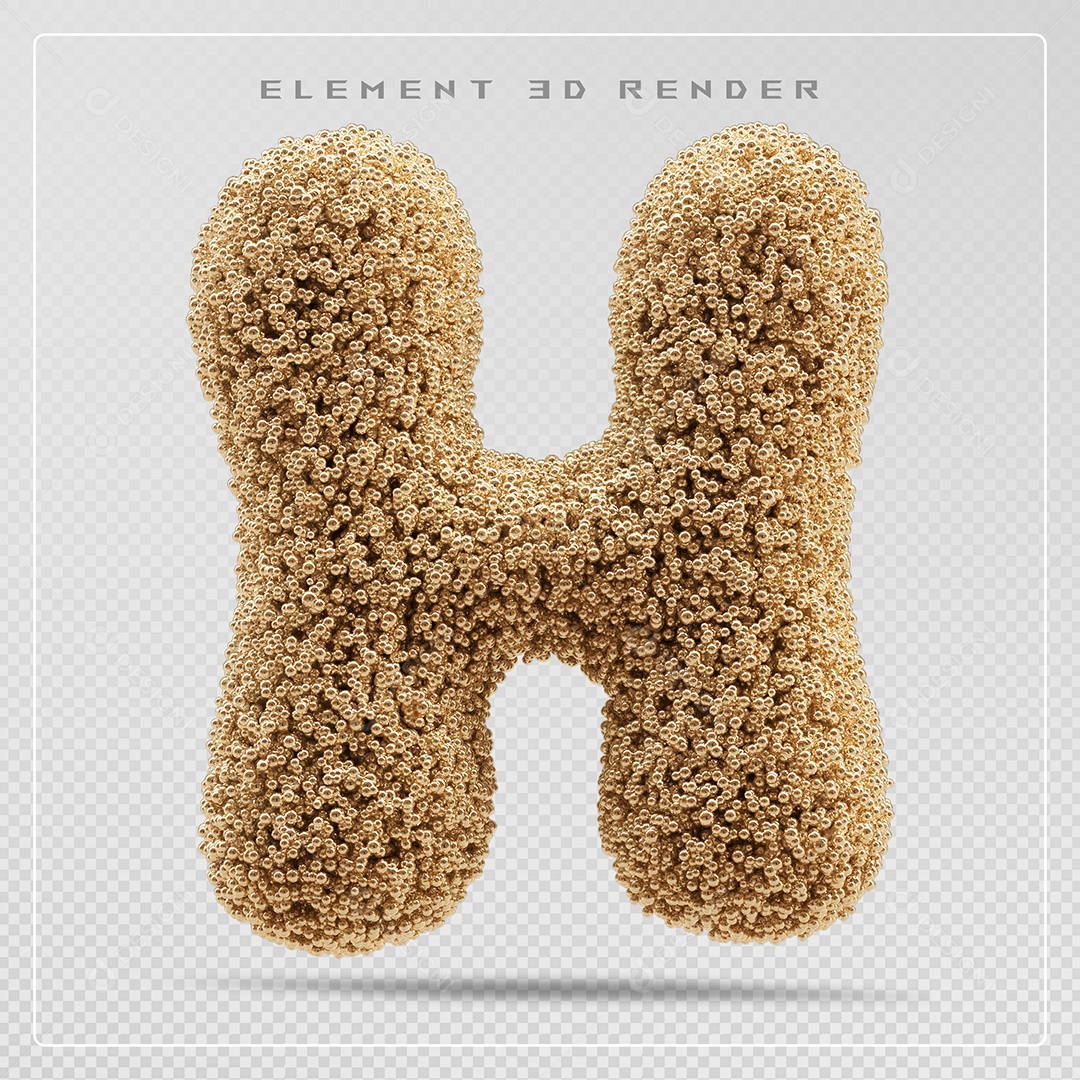 Elemento 3D Letra H Marrom Para Composição PSD