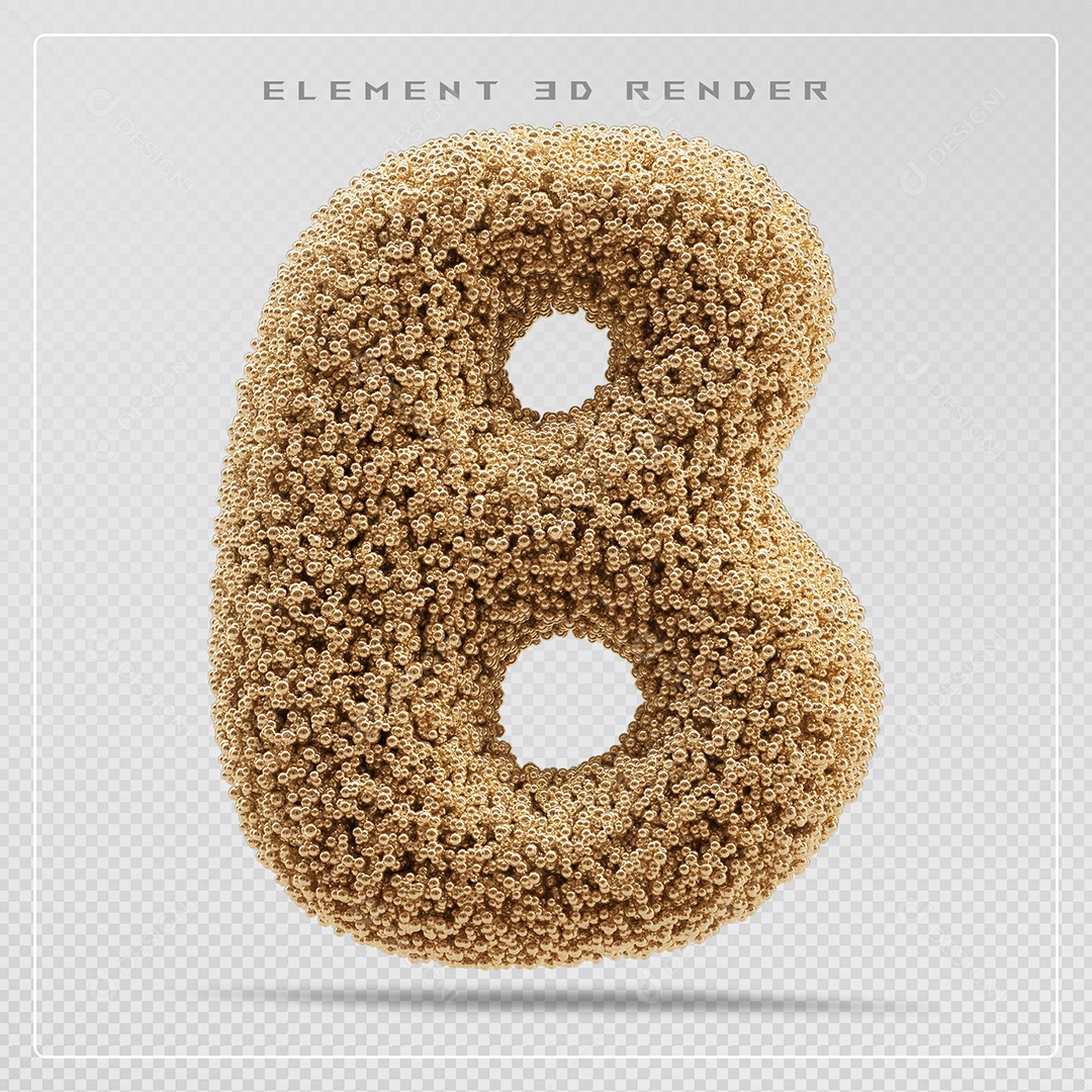 Elemento 3D Letra B Marrom Para Composição PSD
