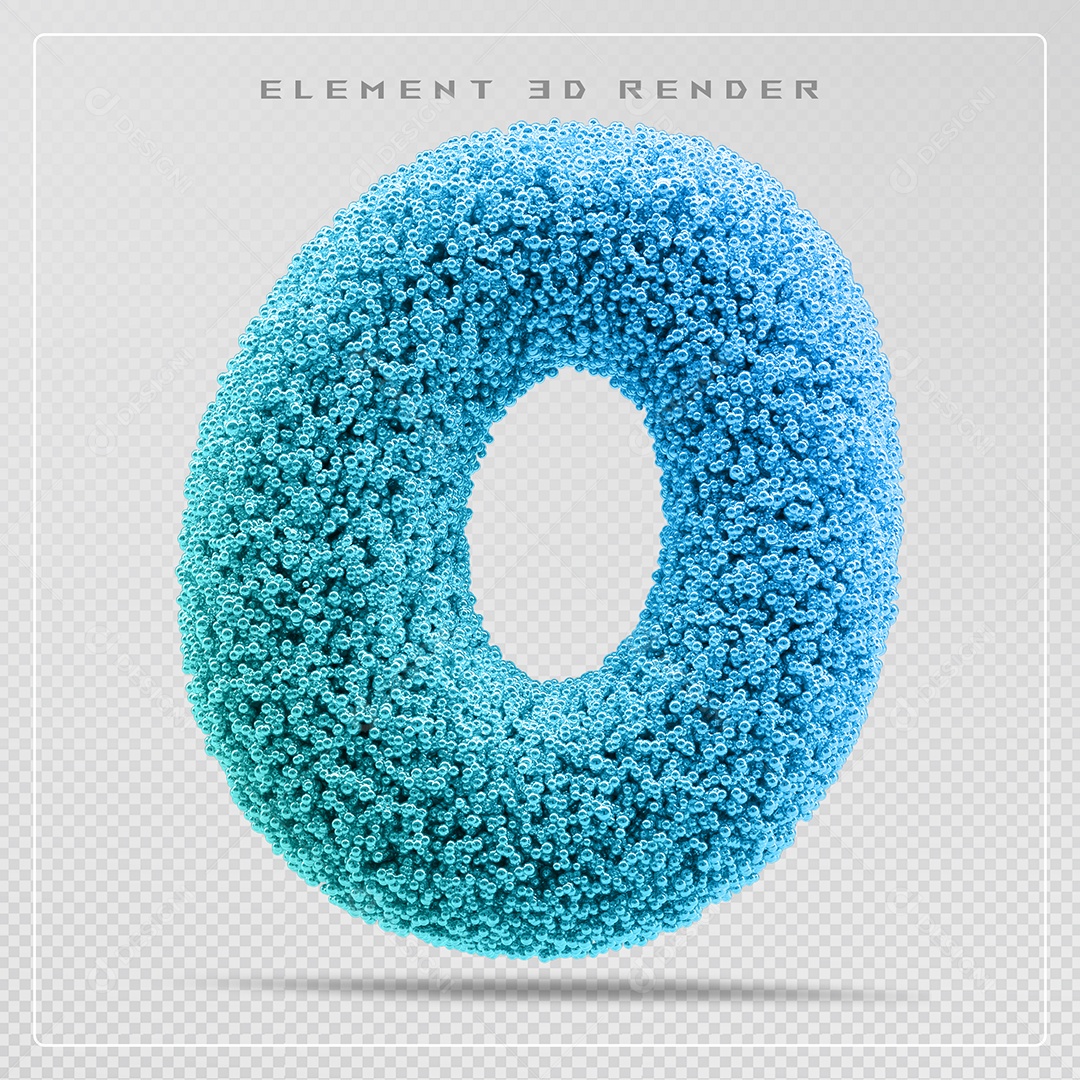 Elemento 3D Letra O Azul Para Composição PSD