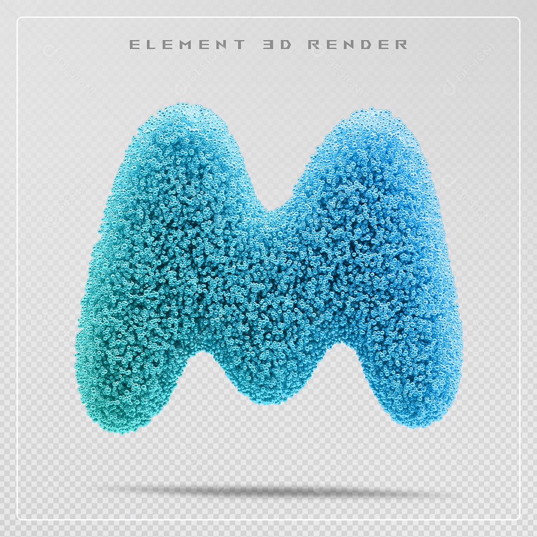 Elemento 3D Letra M Azul Para Composição PSD