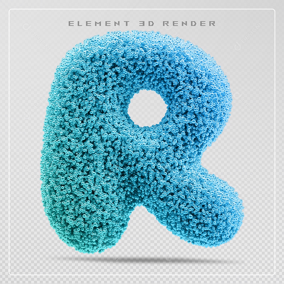 Elemento 3D Letra R Azul Para Composição PSD