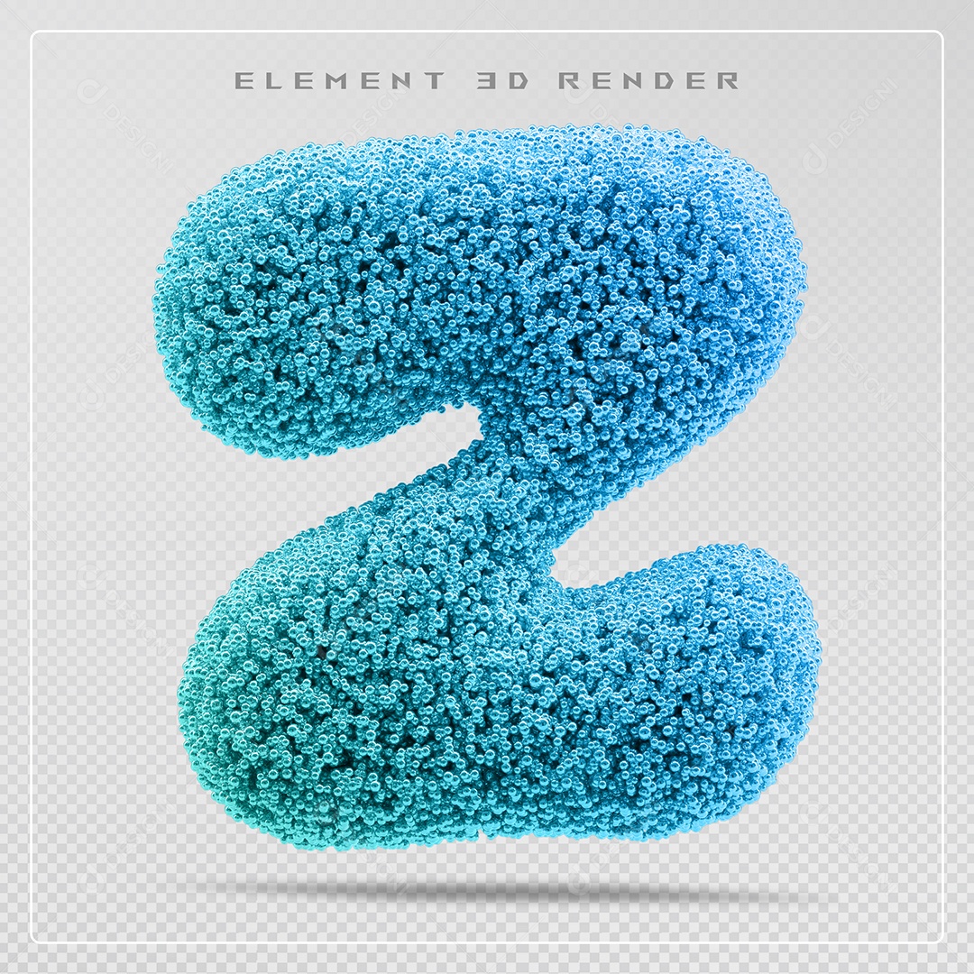 Elemento 3D Letra Z Azul Para Composição PSD