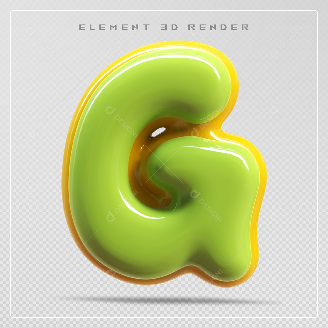 Elemento 3D Letra G Verde Para Composição PSD