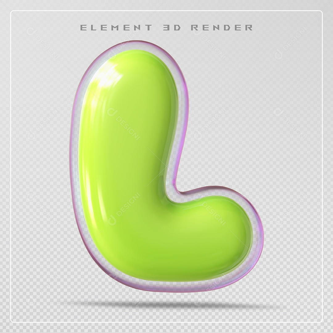 Elemento 3D Letra L Verde Para Composição PSD