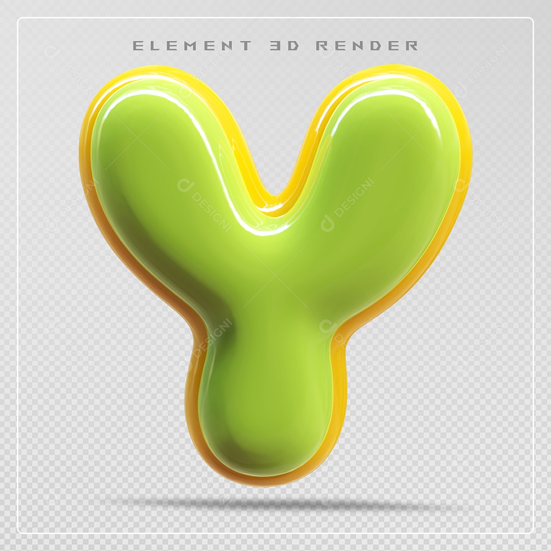 Elemento 3D Letra Y Verde Para Composição PSD