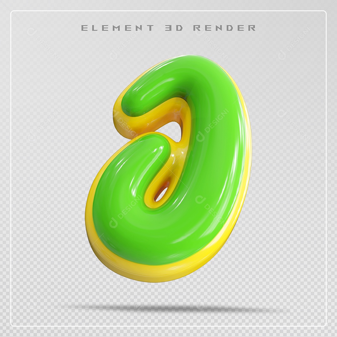 Elemento 3D Letra O Verde Para Composição PSD