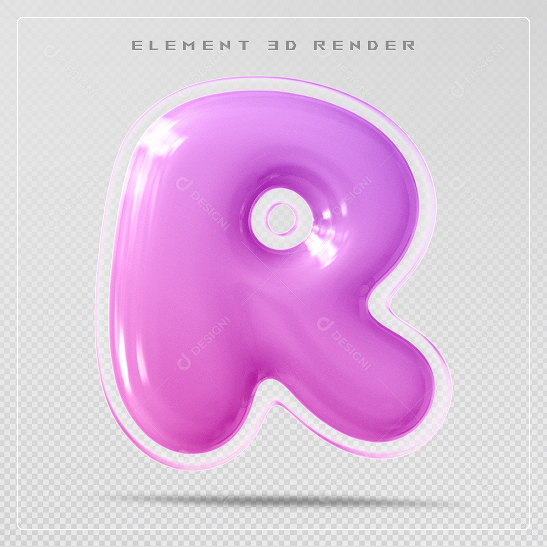 Elemento 3D Letra R Rosa Para Composição PSD