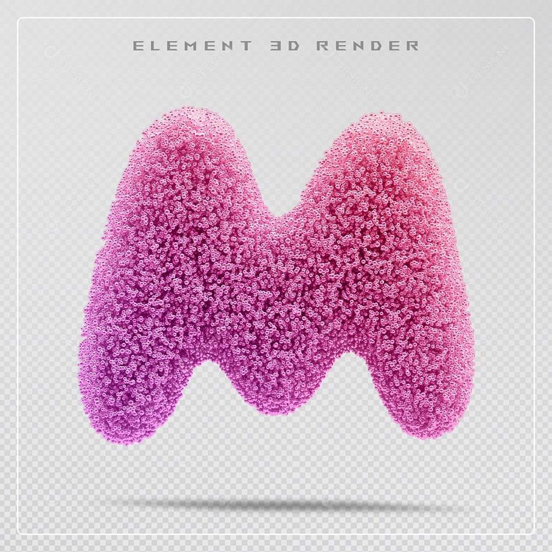 Elemento 3D Letra M Rosa Para Composição PSD