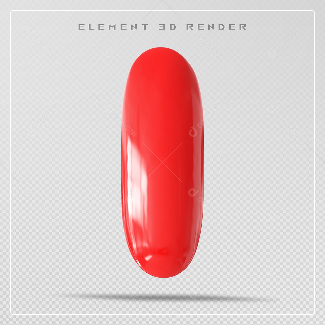 Elemento 3D Letra I Vermelho Para Composição PSD