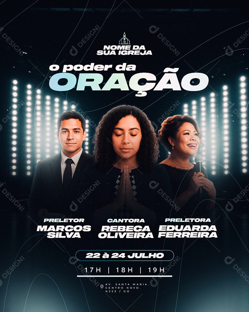 Flyer Gospel O Pode da Oração Social  Media PSD Editável