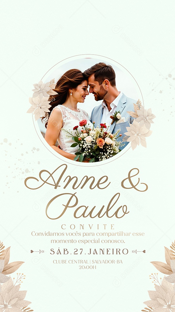 Story Convite de Casamento Social Media PSD Editável