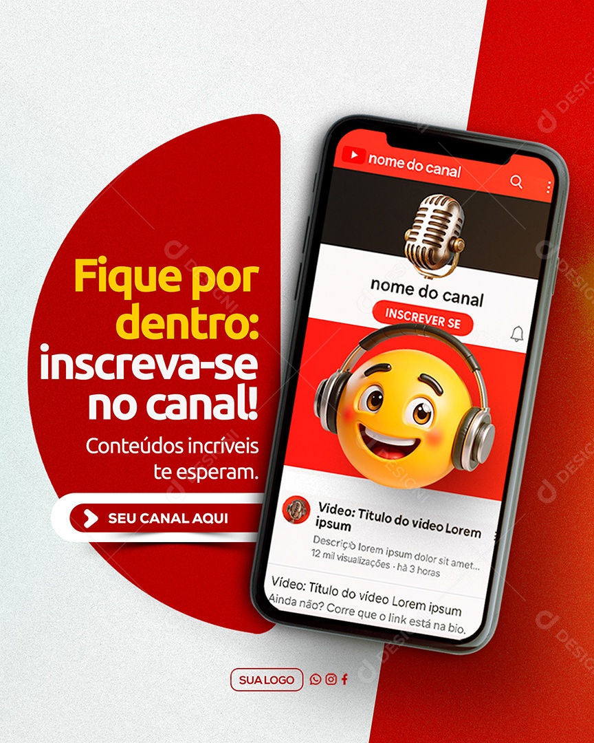 Fique Por Dentro e Inscreva se no Canal Social Media PSD Editável