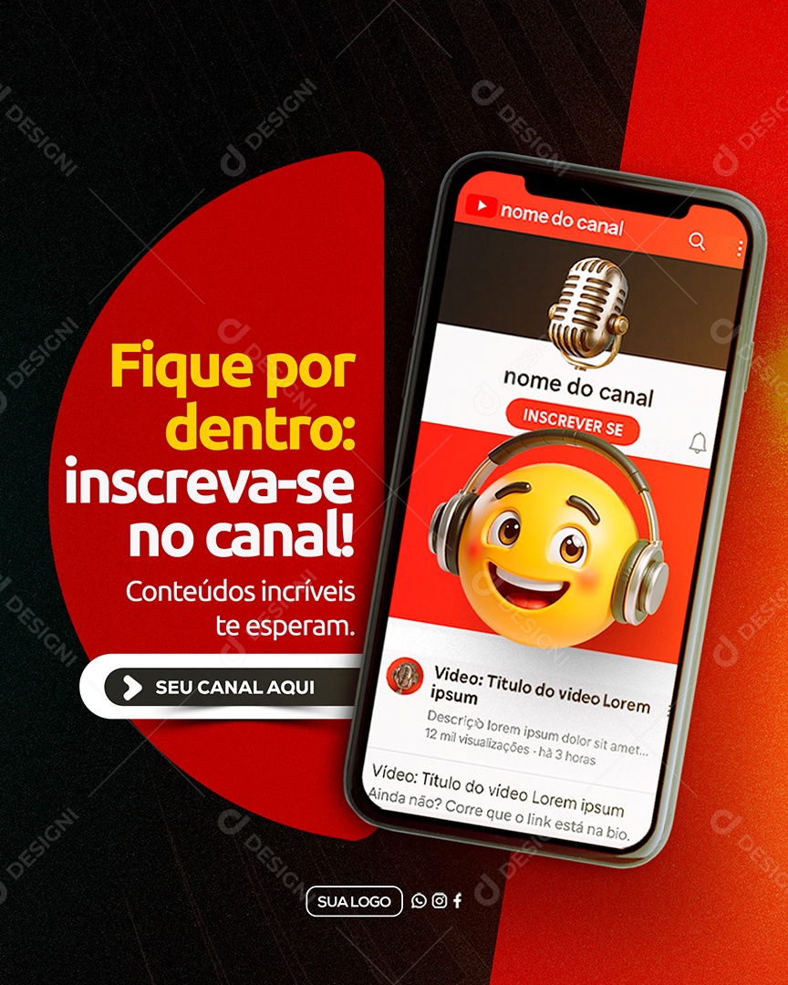 Fique Por Dentro e Inscreva se no Canal Social Media PSD Editável