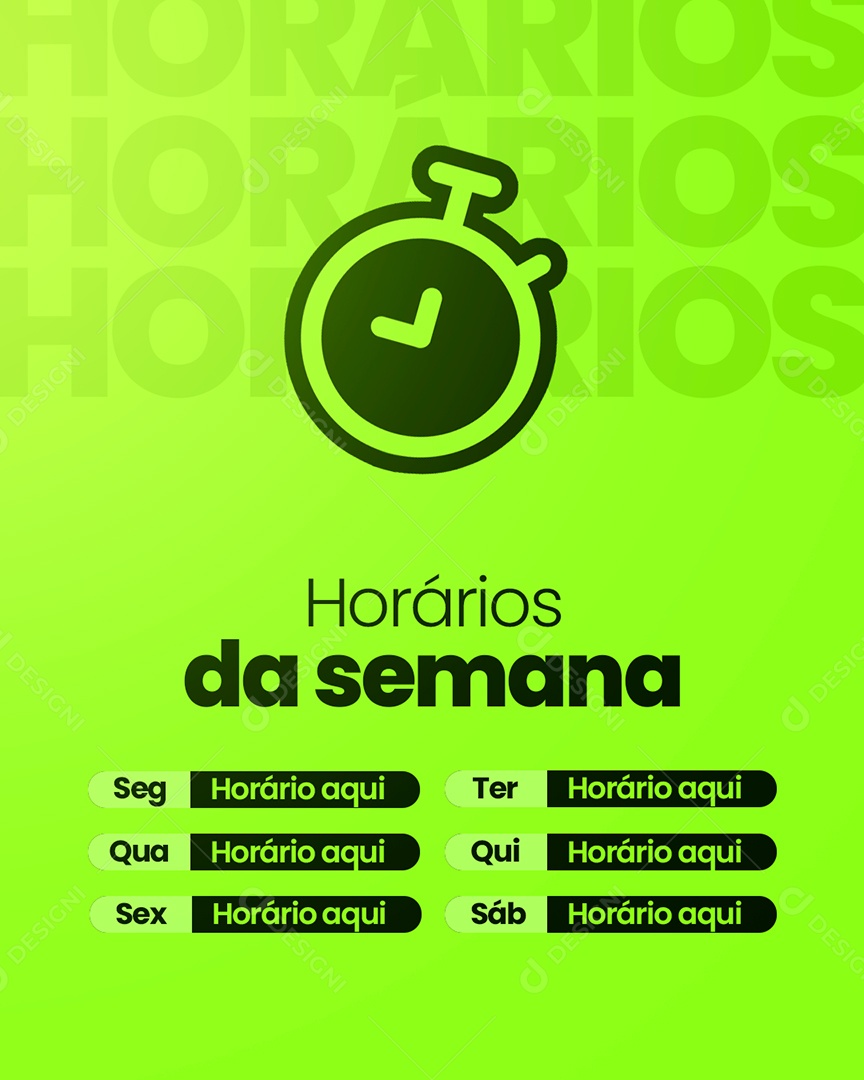 Horários da Semana Social Media PSD Editável