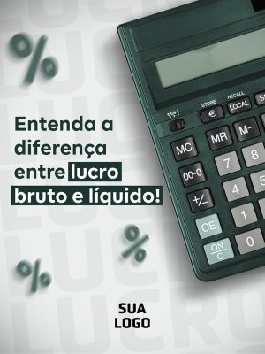 Entenda a diferença entre lucro bruto e líquido Social Media PSD Editável