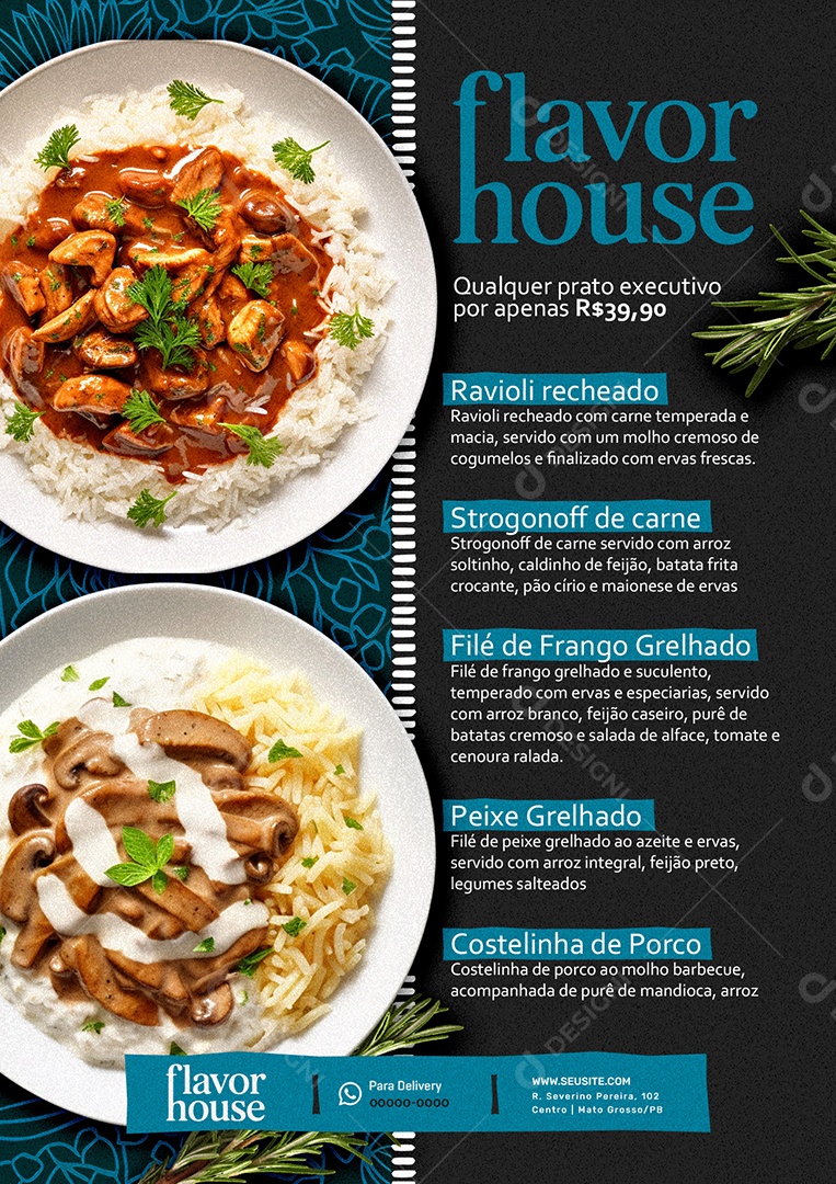 Modelo de Cardápio Comida Brasileira PSD Editável