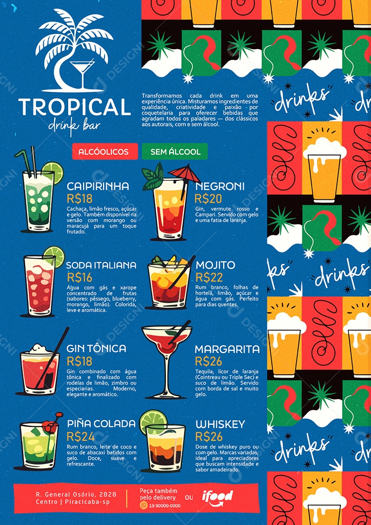 Cardápio Drinks PSD Editável