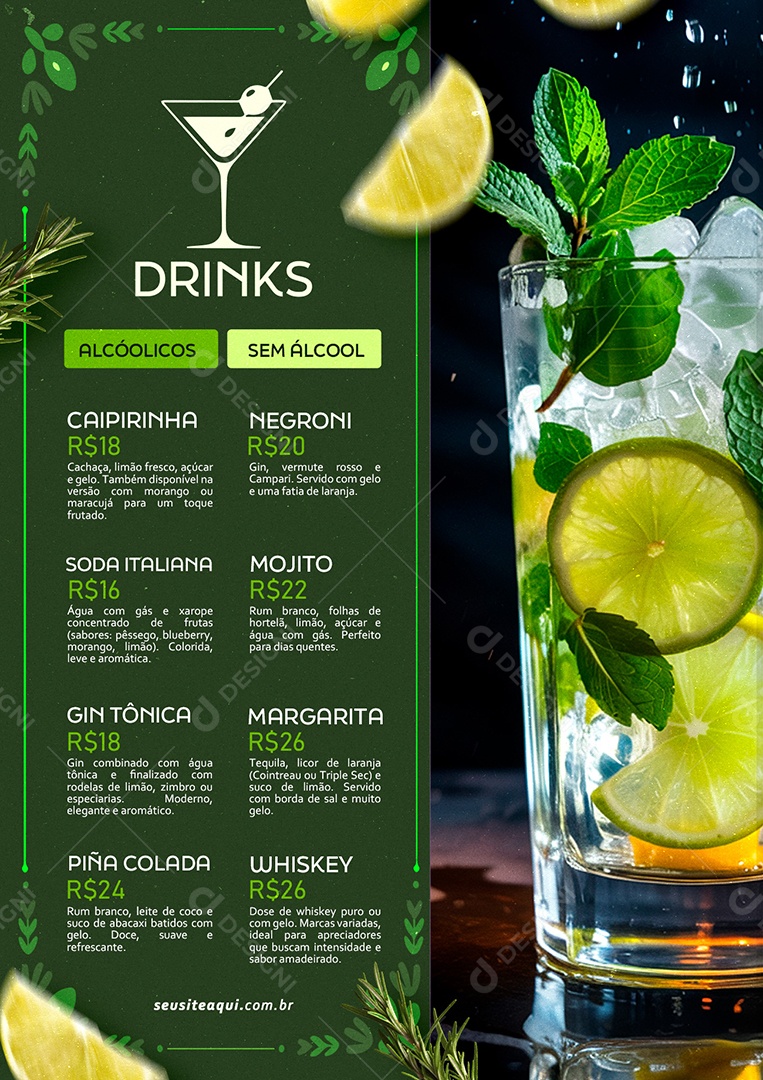 Cardápio Drinks PSD Editável