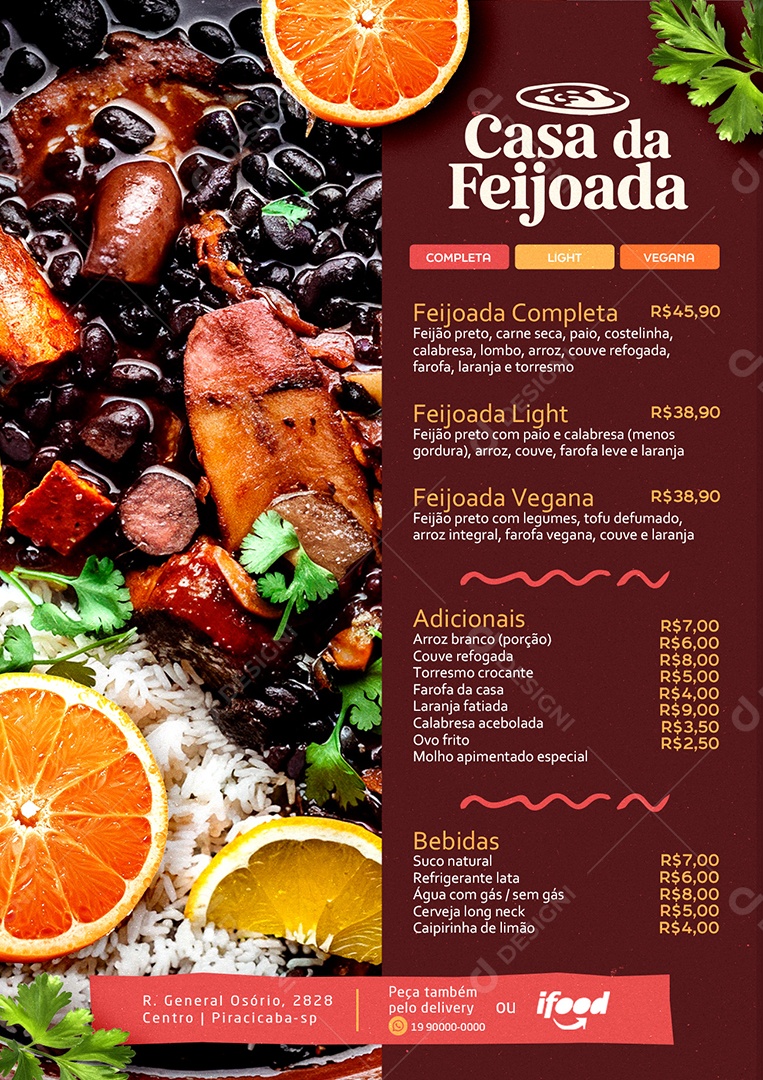 Cardápio Casa da Feijoada PSD Editável