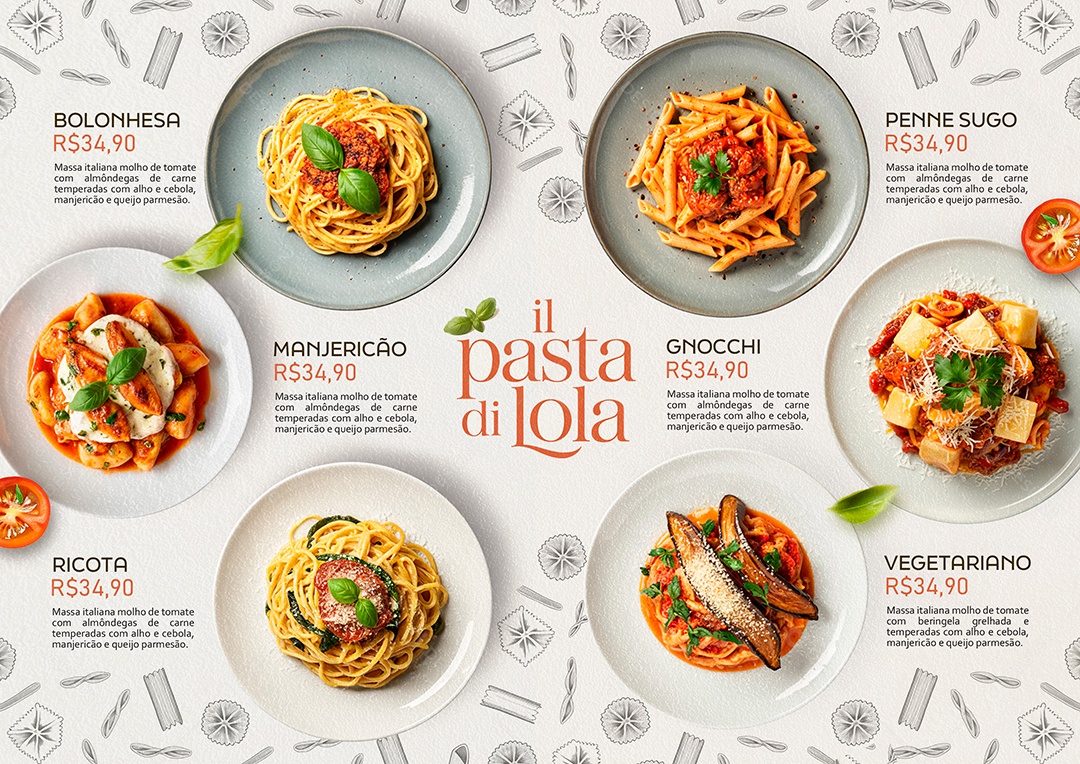 Cardápio Massas Macarrão PSD Editável