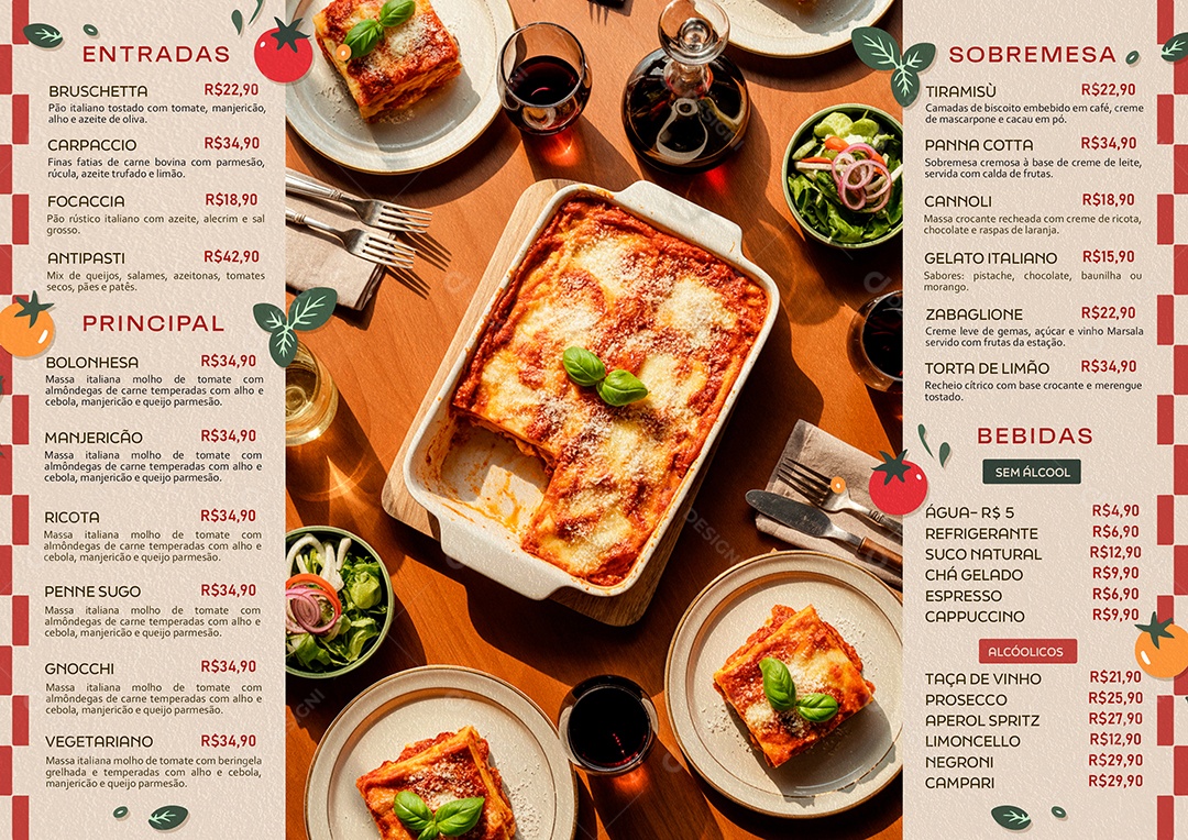 Cardápio Massas PSD Editável