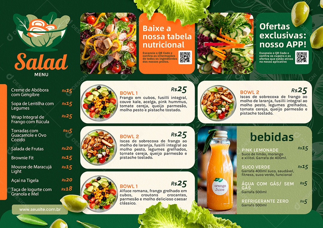 Cardápio Salada PSD Editável