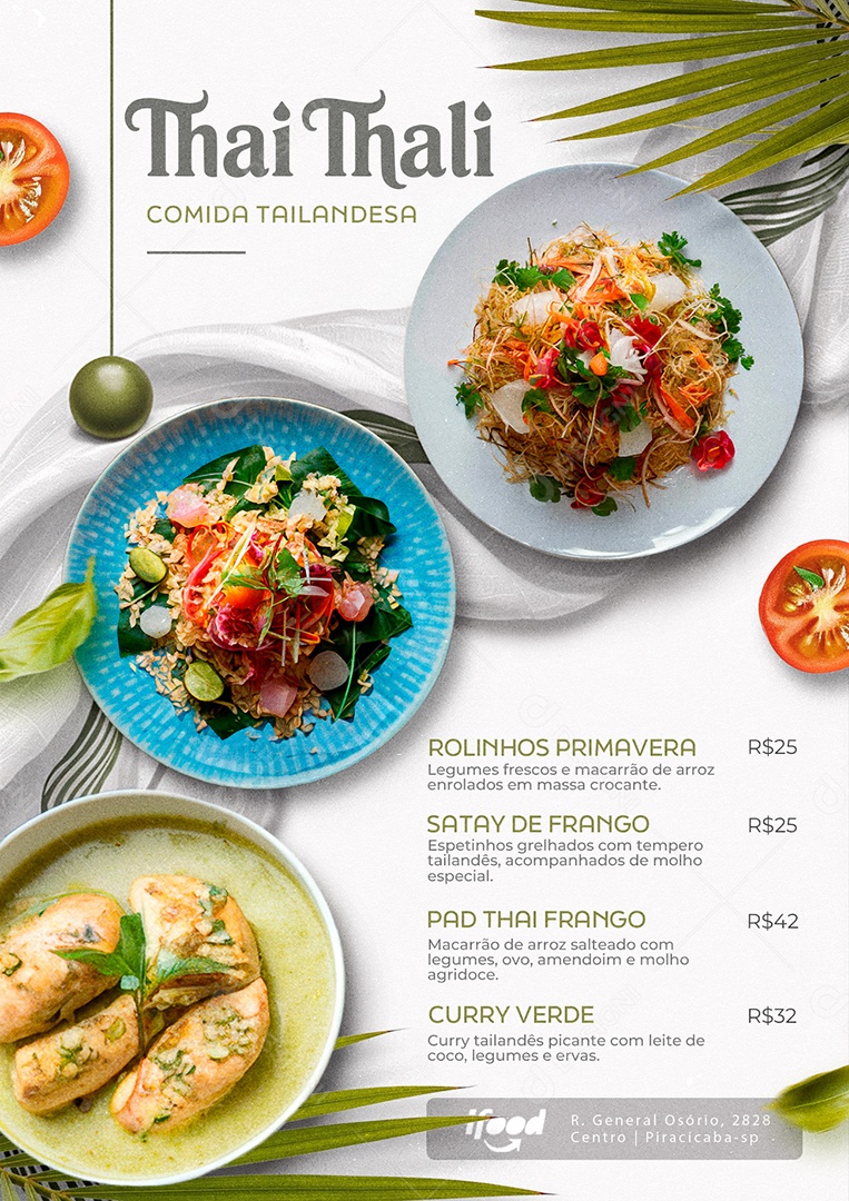 Cardápio Comida Tailandesa PSD Editável