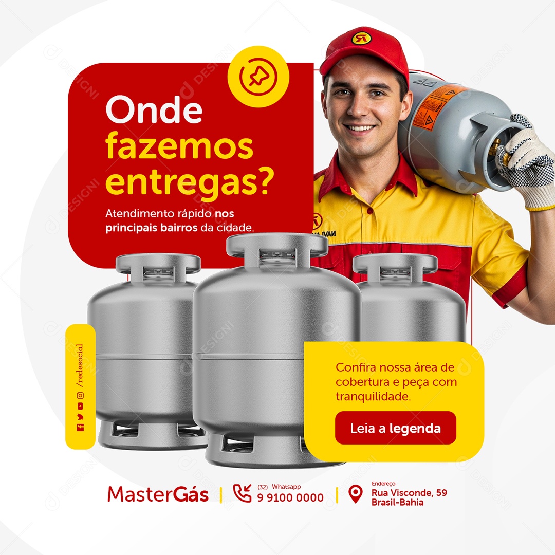 Distribuidora de Água e Gás Onde Fazemos Entregas Social Media PSD Editável