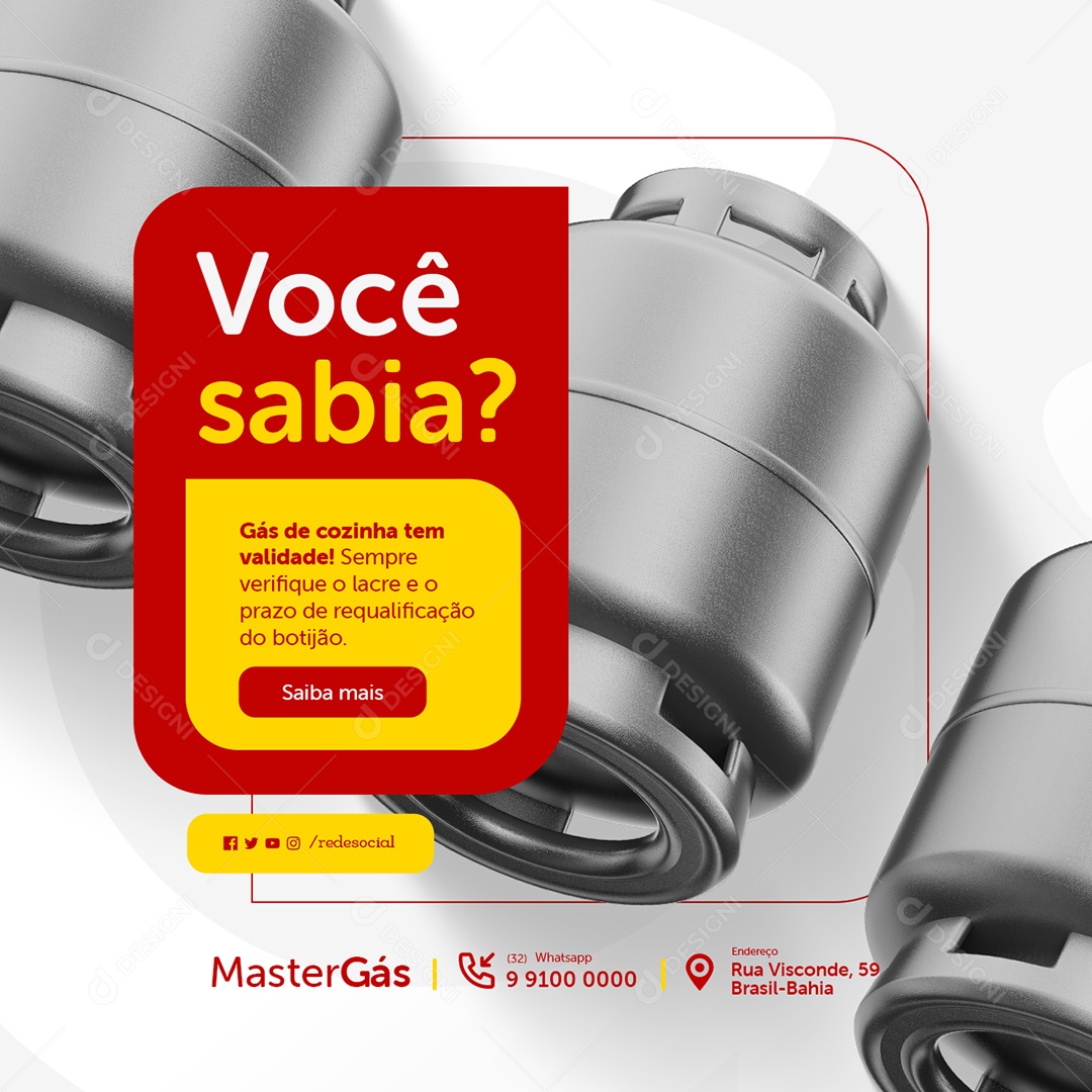 Distribuidora de Água e Gás Você Sabia Social Media PSD Editável