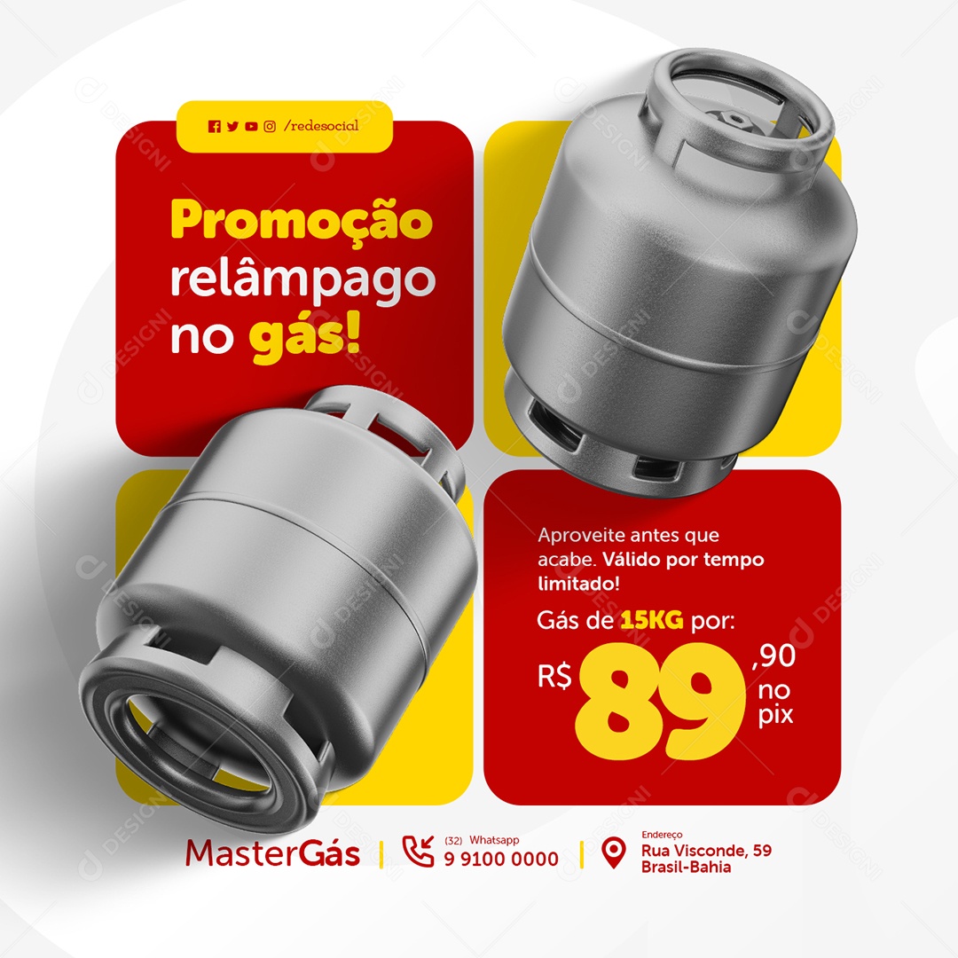 Distribuidora de Água e Gás Promoção Relâmpago no Gás Social Media PSD Editável