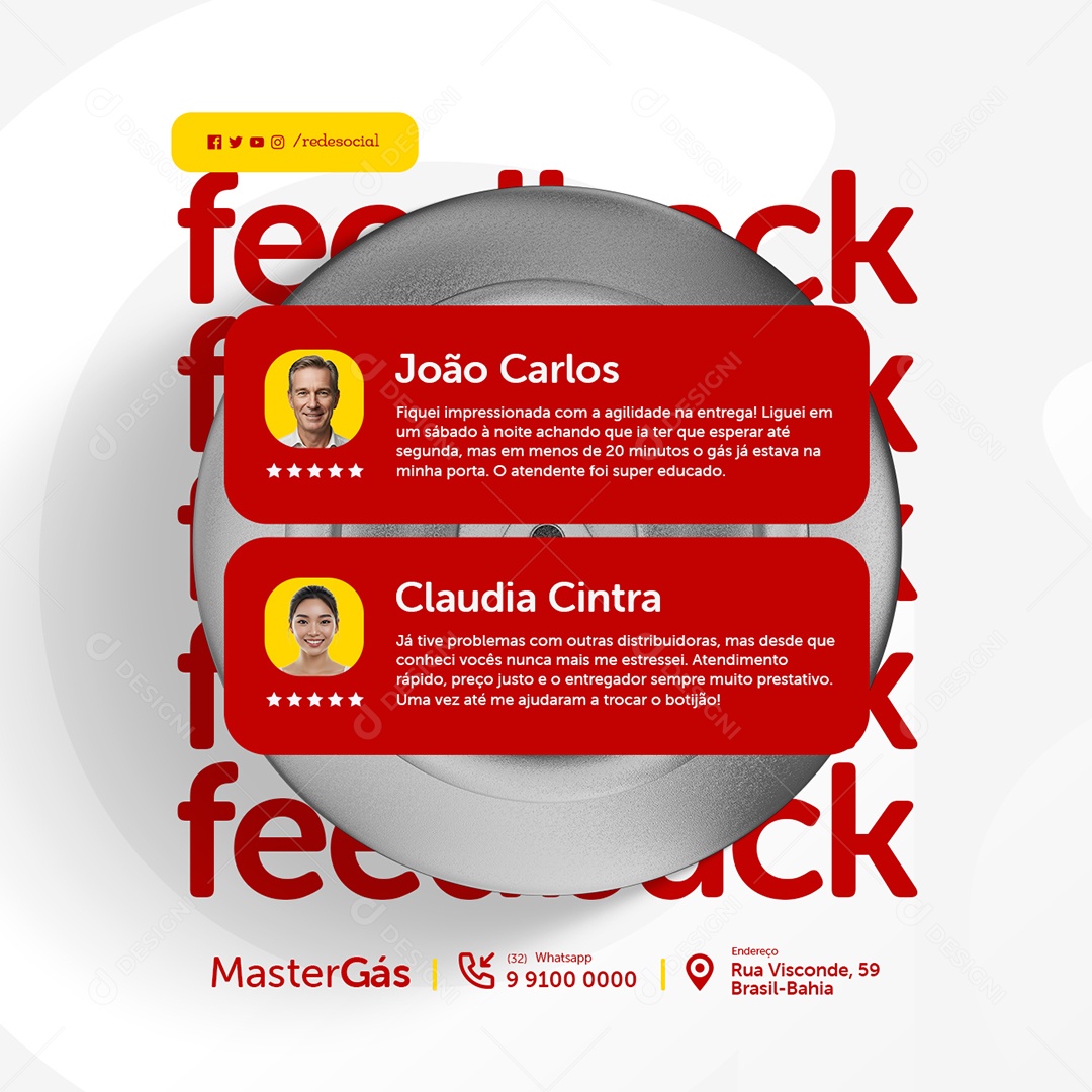 Distribuidora de Água e Gás Feedback Social Media PSD Editável