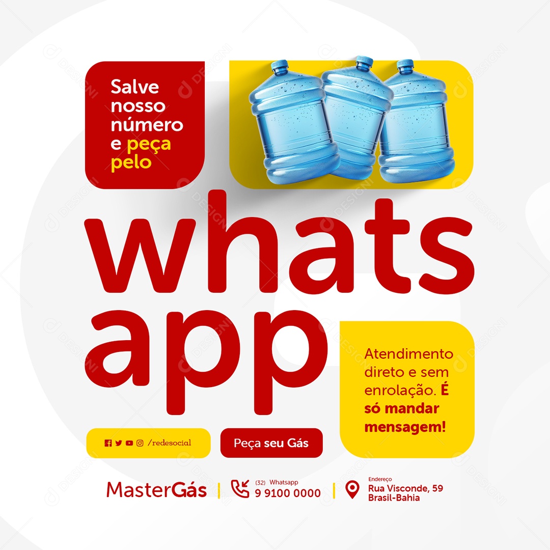 Distribuidora de Água e Gás Salve Nosso Número e Peça Pelo Social Media PSD Editável