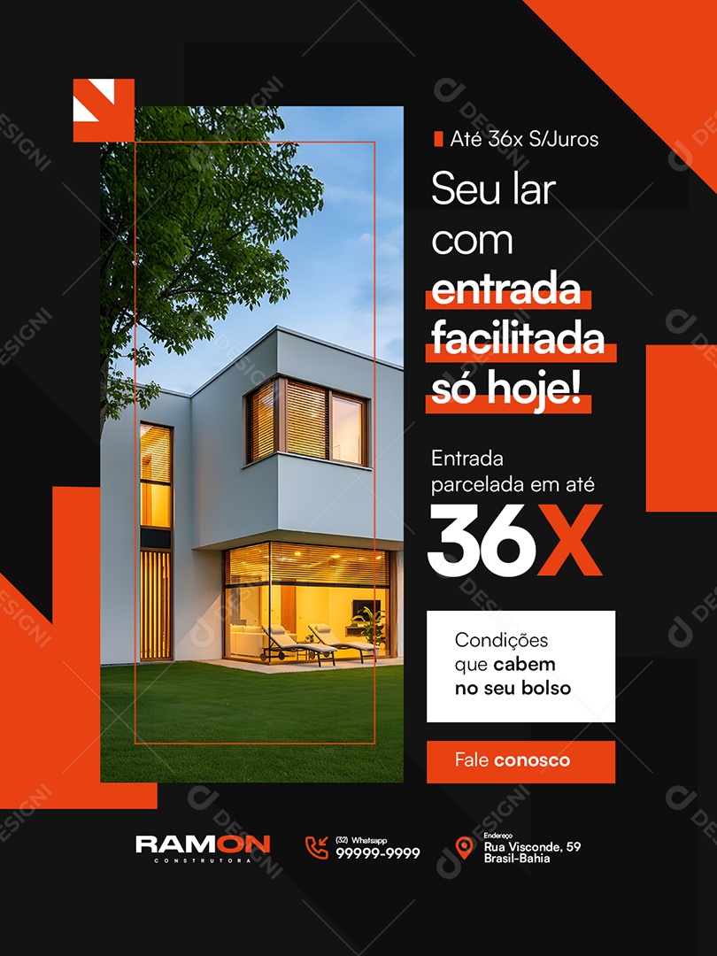 Construtora Seu Lar com Entrada Facilitada Só Hoje Social Media PSD Editável