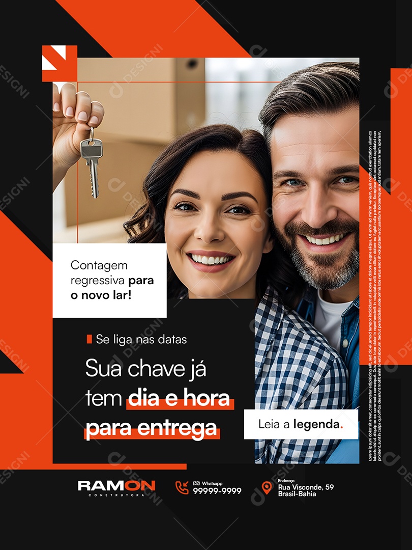 Construtora Contagem Regressiva para O Novo Lar Social Media PSD Editável