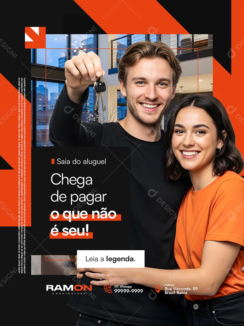 Construtora Saia do Aluguel Social Media PSD Editável